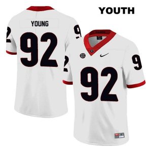 Youth Georgia Bulldogs NCAA #92 Justin Young Nike Stitched White Legend Authentic College Football Jersey RMV1154AN